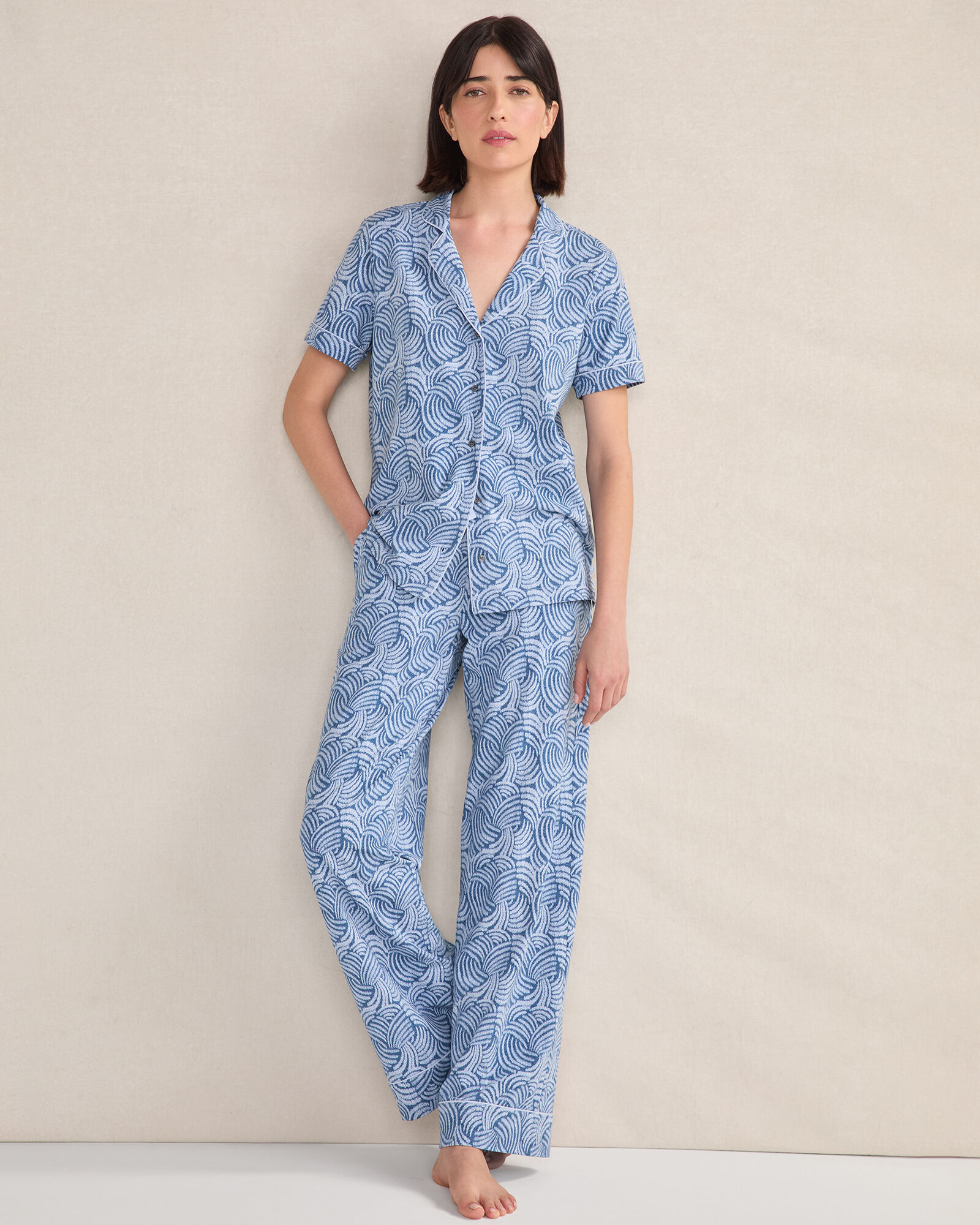 Organic Cotton Jersey Abstract Wave Sleep Set