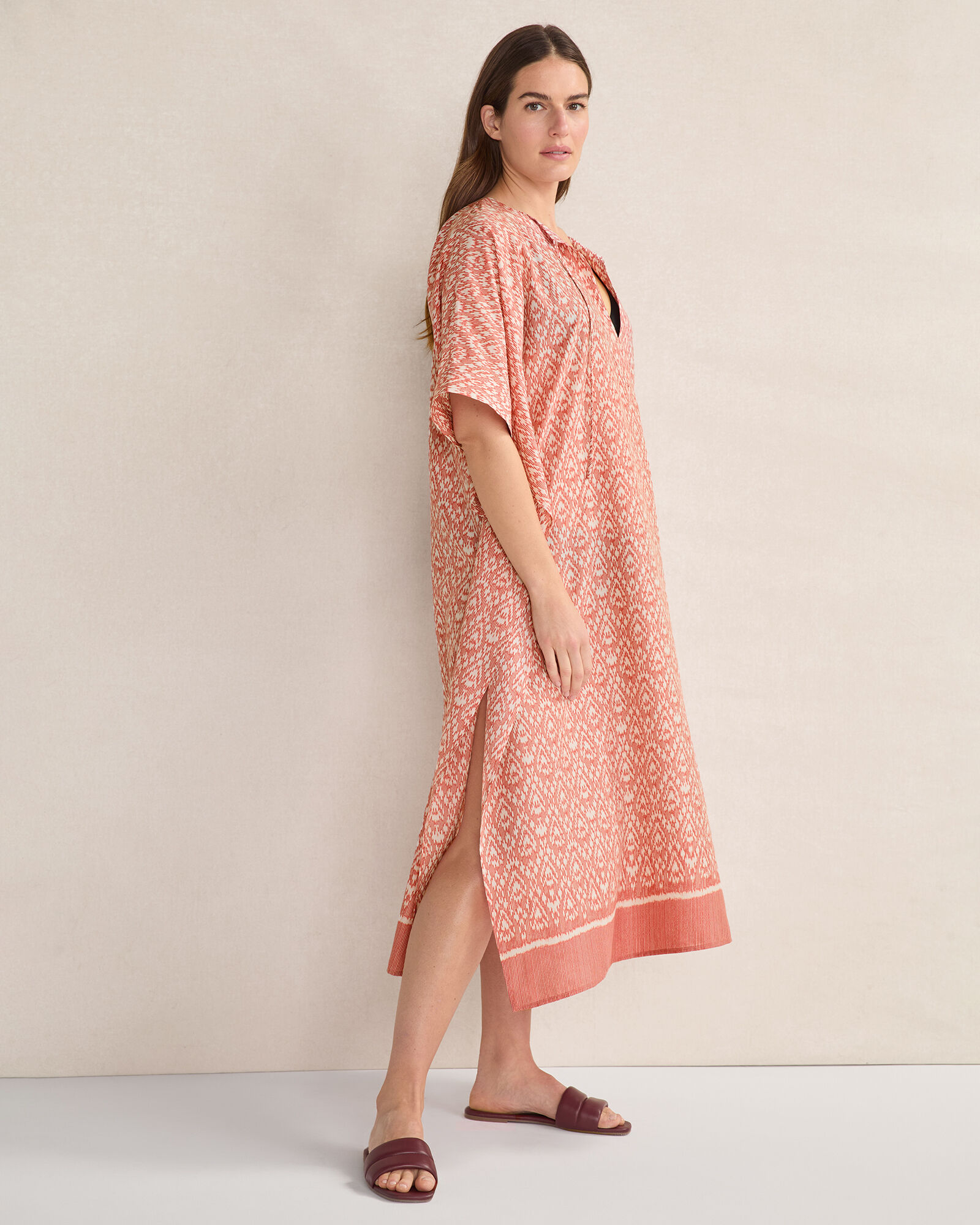 Cotton Voile Blend Ikat Kaftan