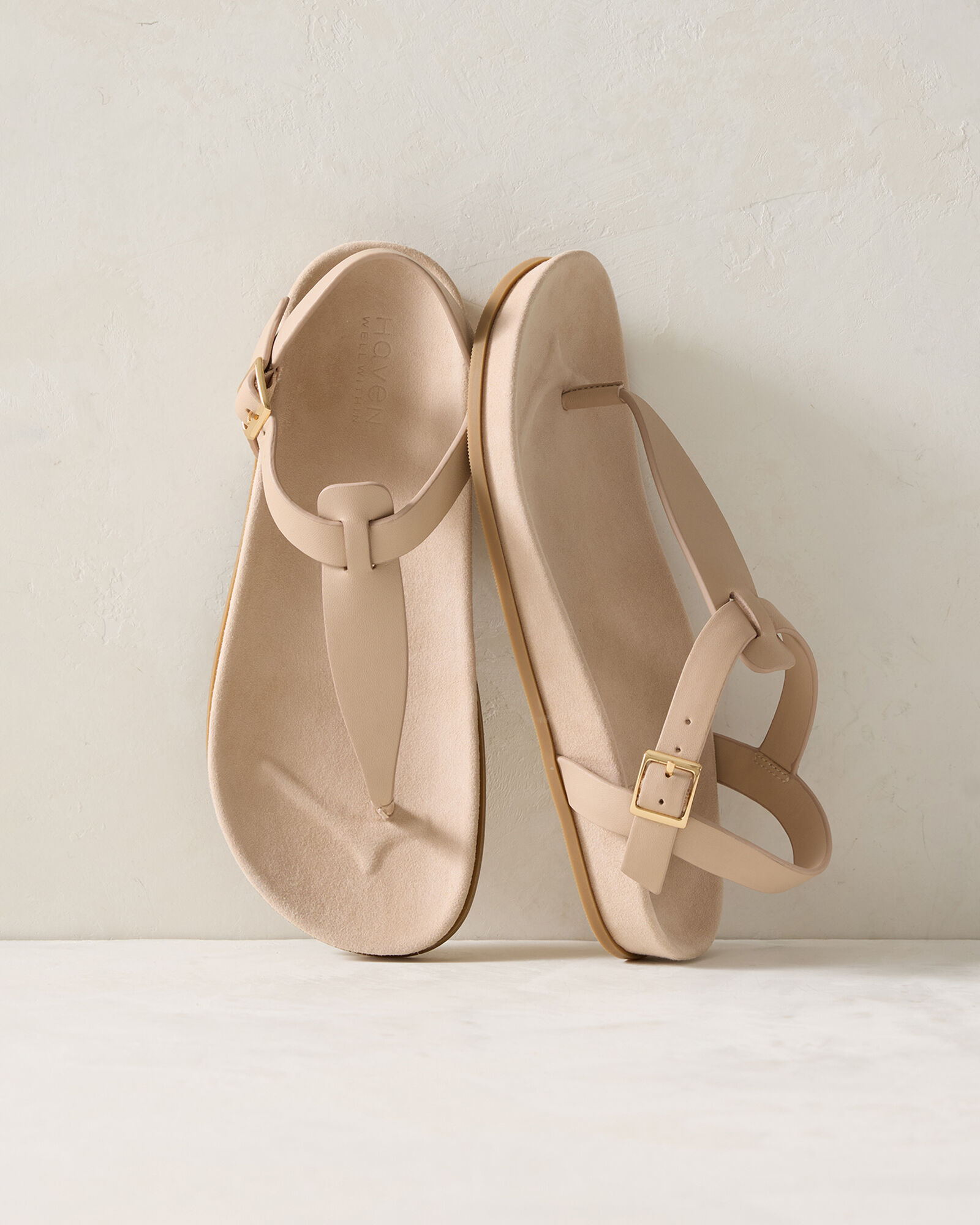 Leather and Suede Thong Sandal