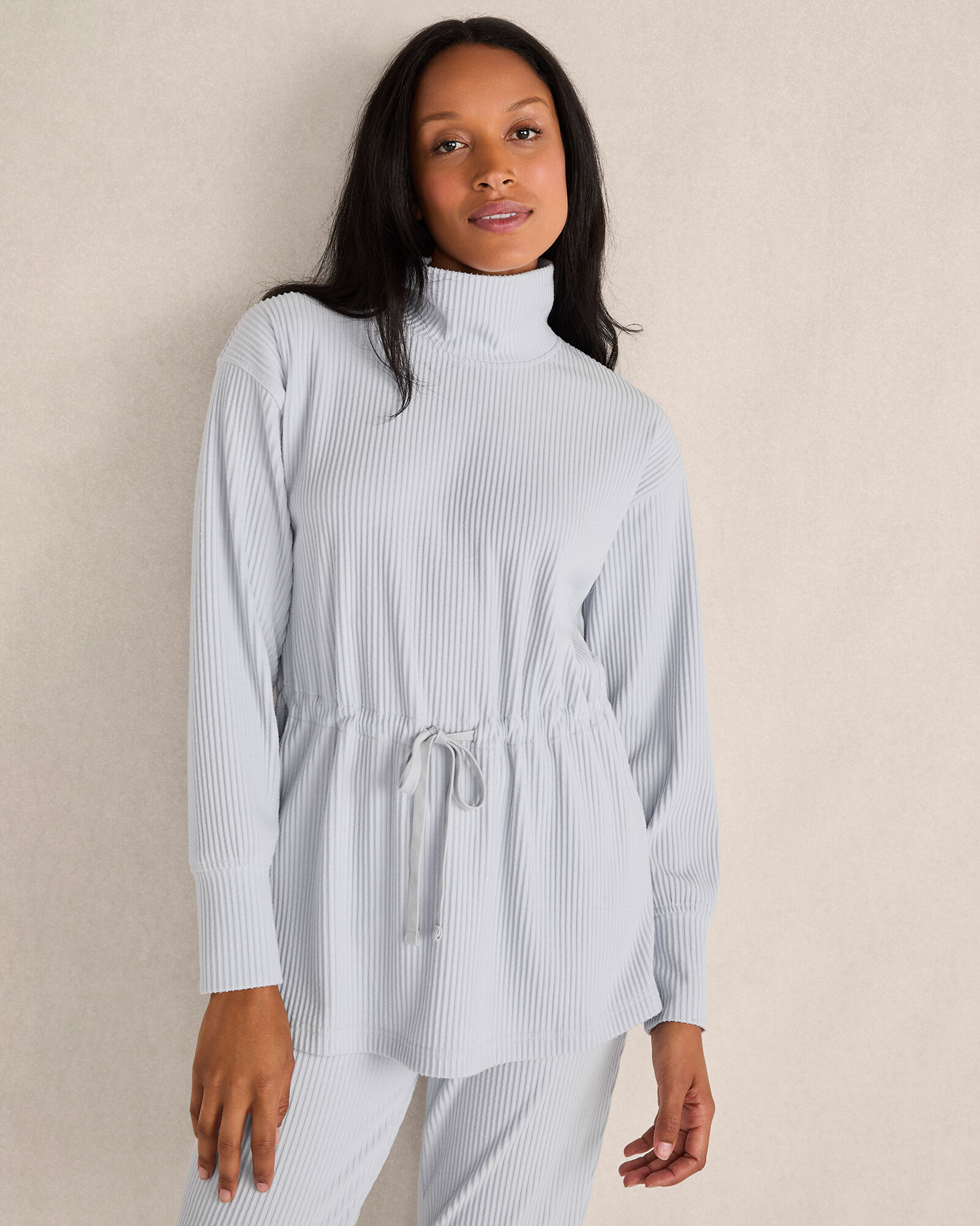 Ottoman Rib Drawstring-Waist Tunic