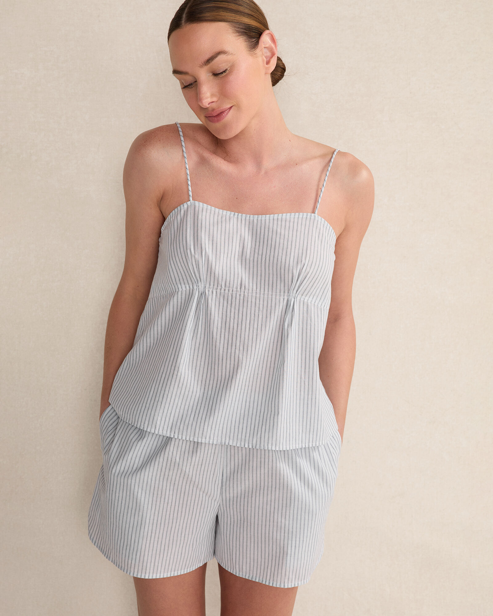 Organic Cotton Poplin Delicate Stripe Sleep Set