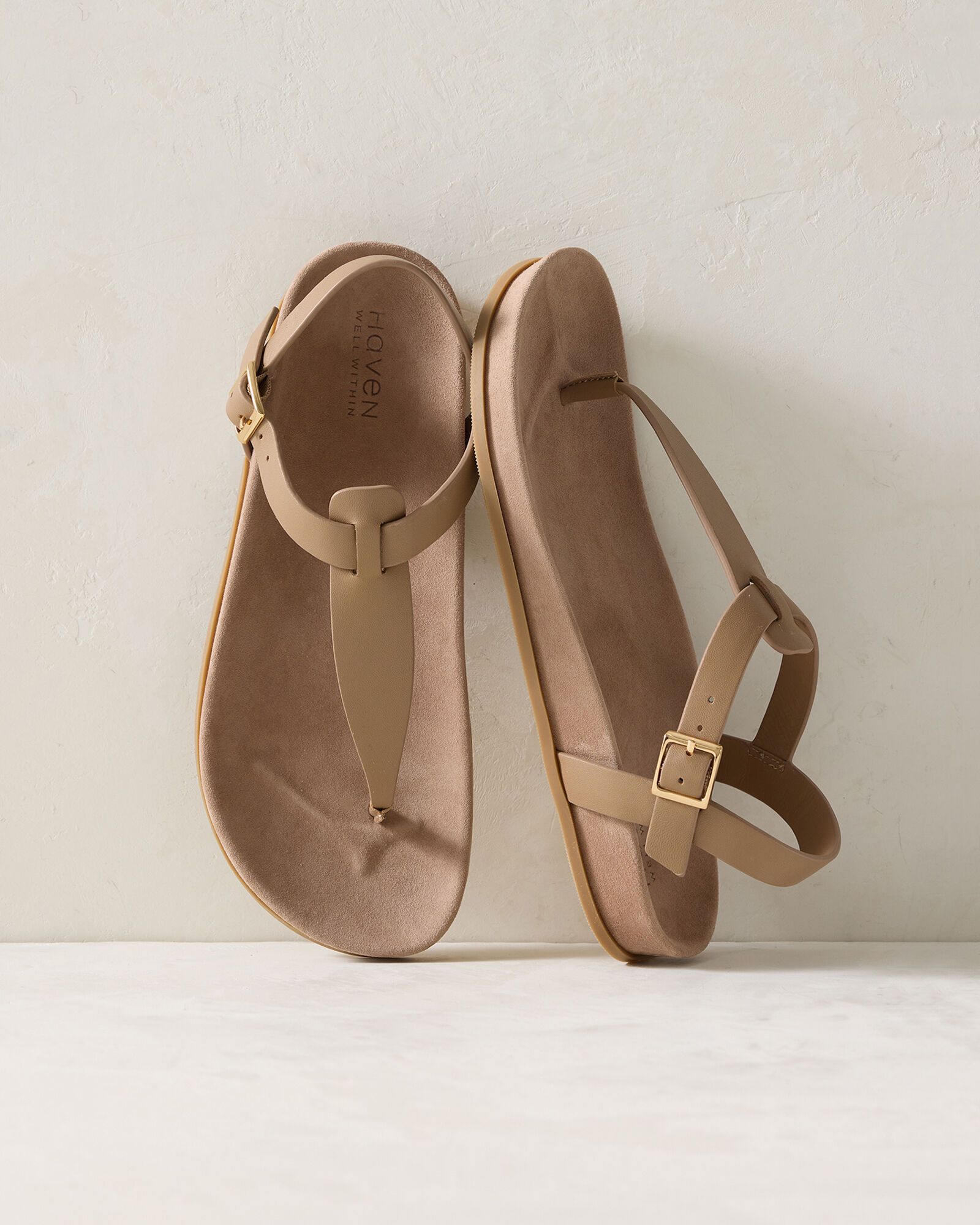 Leather and Suede Thong Sandal