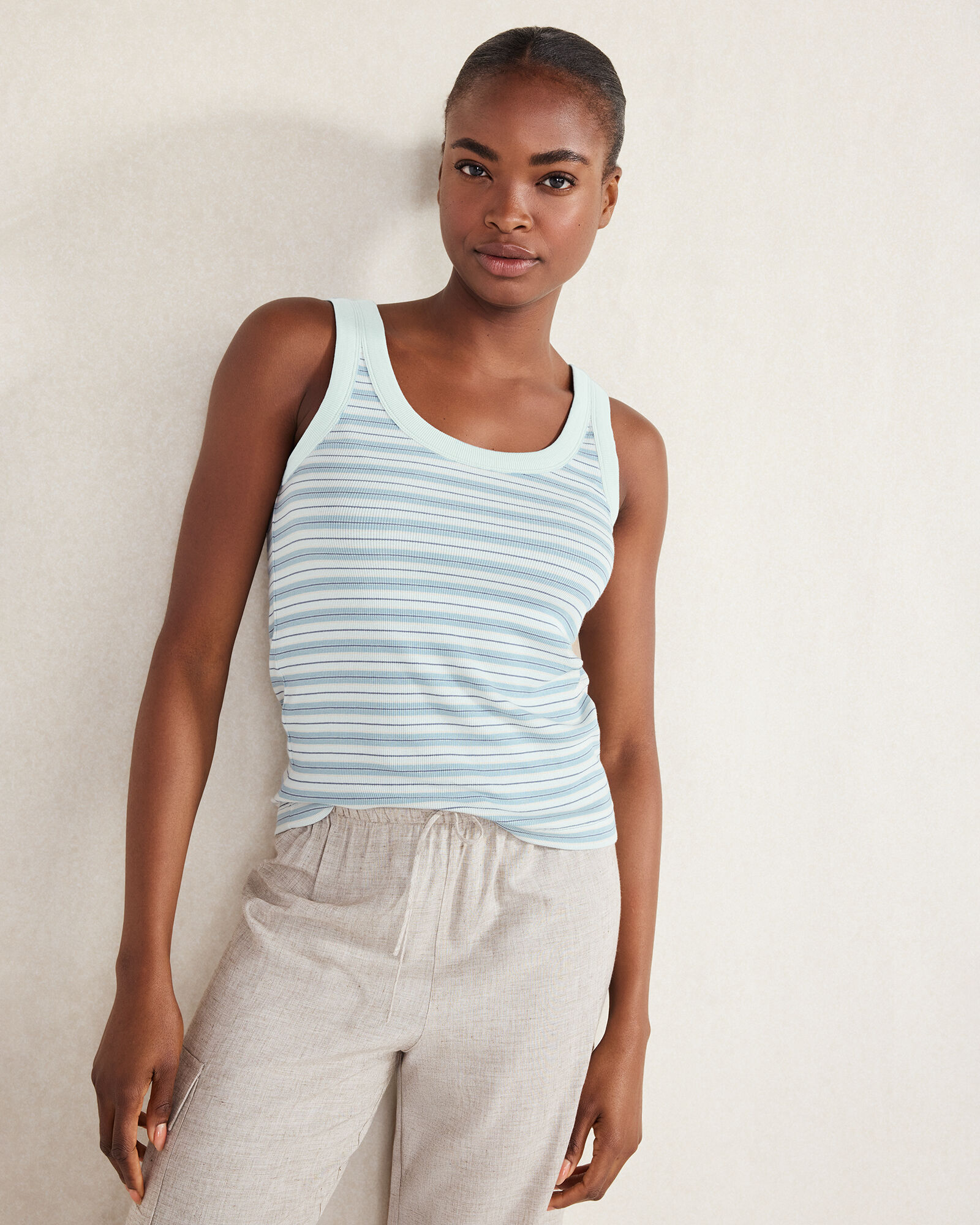 Organic Cotton Stripe Scoop Neck Tank