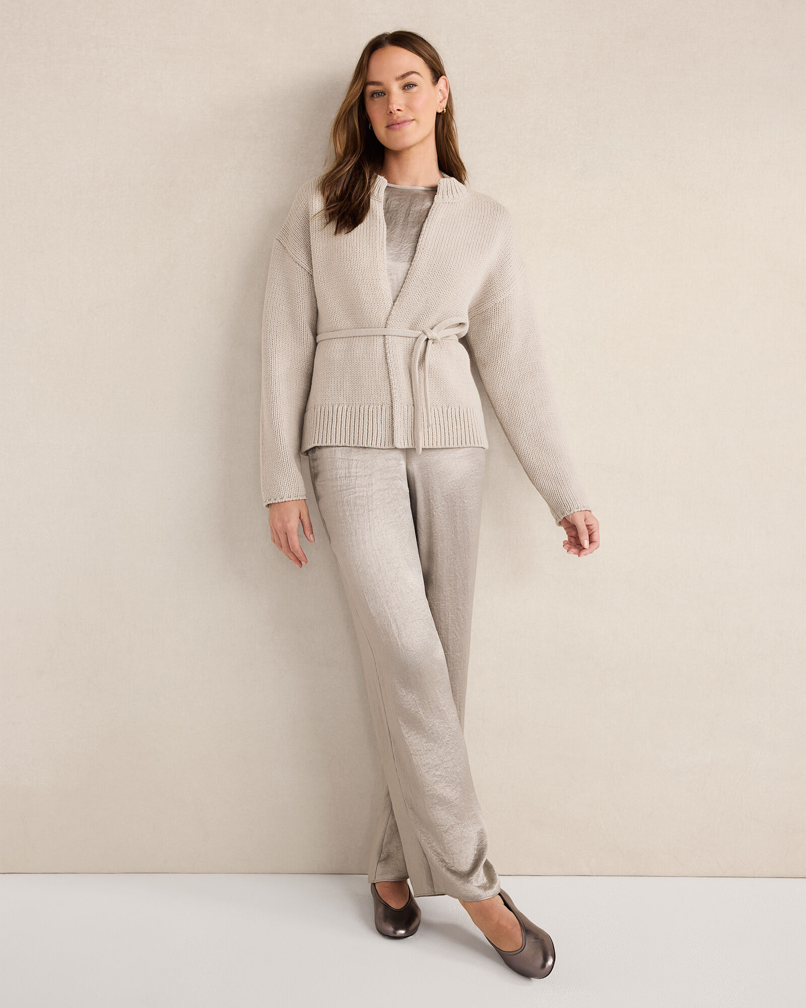 Chunky Cotton Blend Belted Cardigan