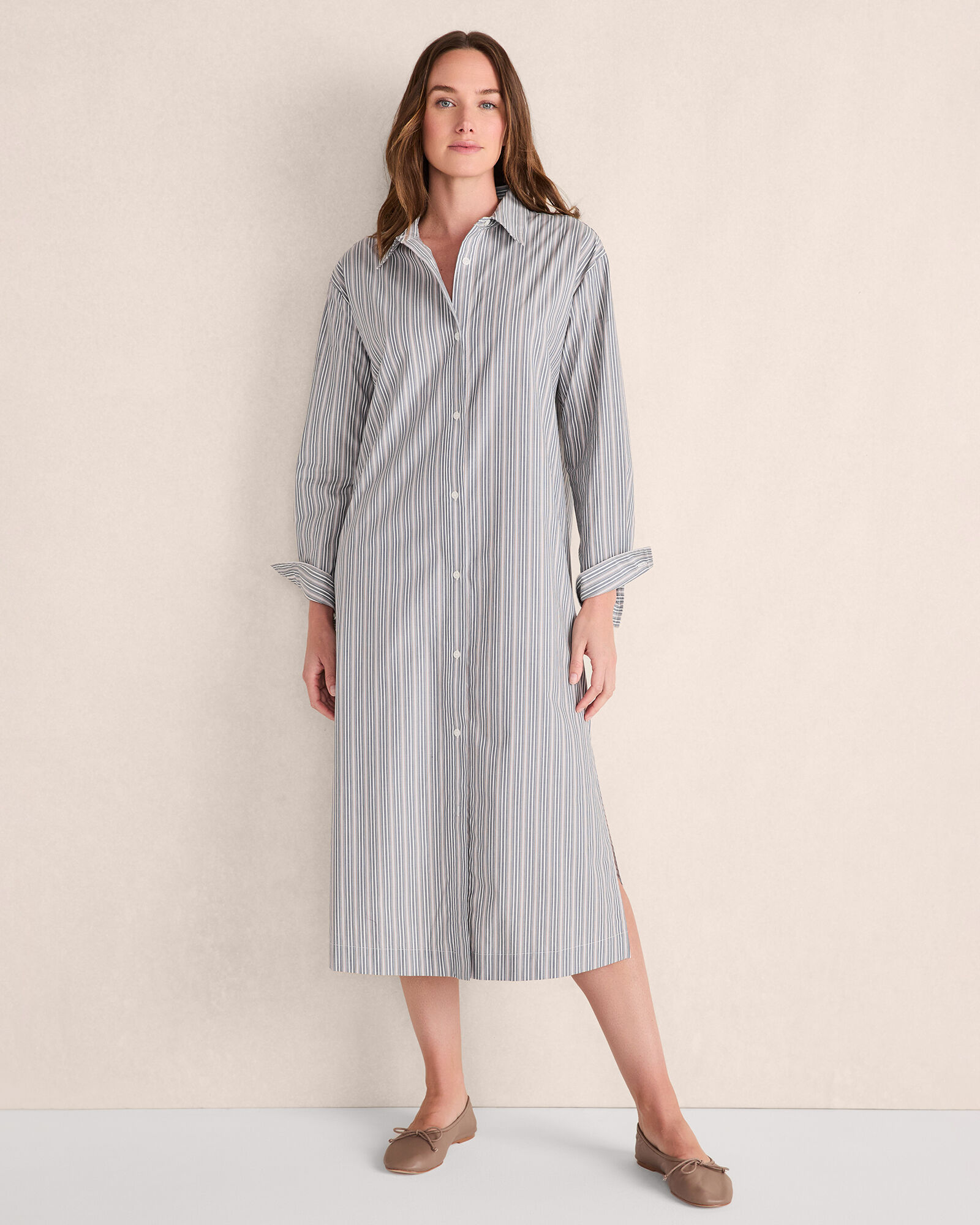 Organic Cotton Poplin Buttondown Midi Dress